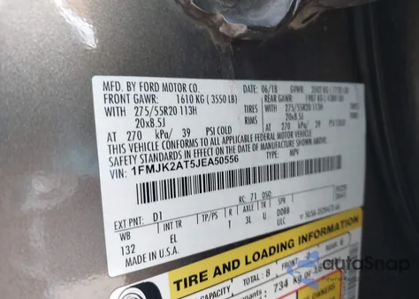 2018 Ford Expedition Max Limited from USA, damaged, VIN 1FMJK2AT5JEA50556